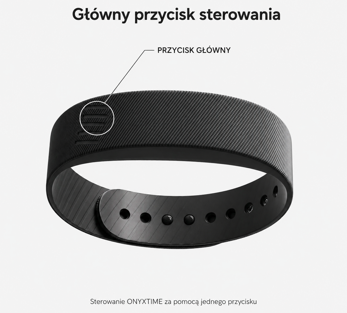 opaska Onyx Time z oznaczonym przyciskiem